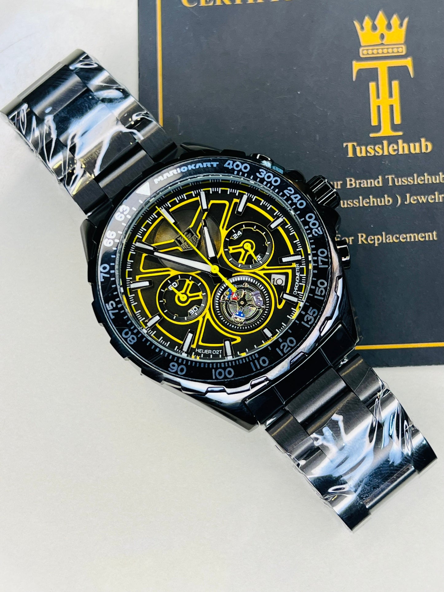 Tag Heur Black Yellow Chronograph Watch