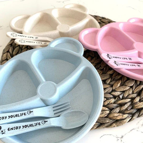 5 Pcs Multi Panda Shape plates (3 Spoon & 2 Forks )