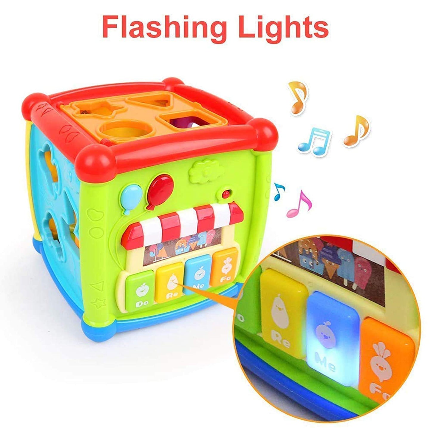 6 in 1 Musical Educational and Multiple Learning Activity Sorting Fancy Cube With Piano