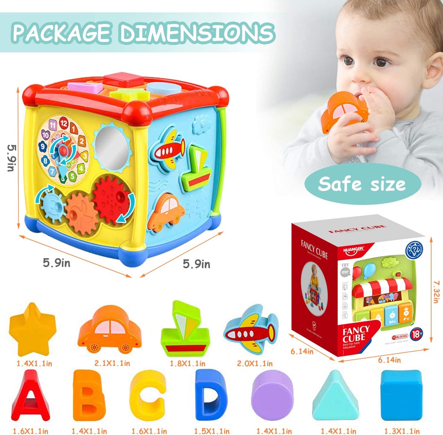 6 in 1 Musical Educational and Multiple Learning Activity Sorting Fancy Cube With Piano