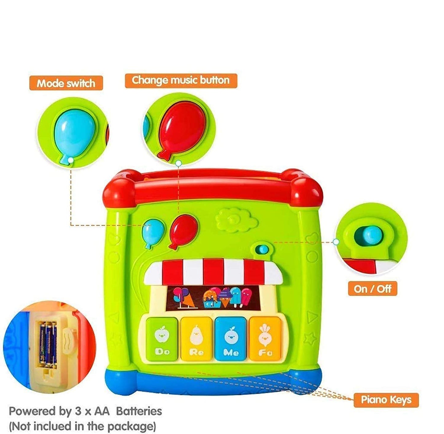 6 in 1 Musical Educational and Multiple Learning Activity Sorting Fancy Cube With Piano