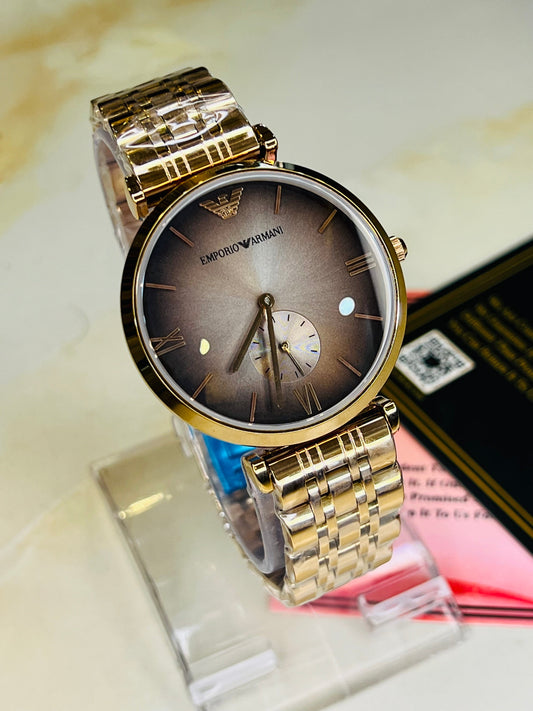 Rose Gold Coffee Emporio Down Second Watch