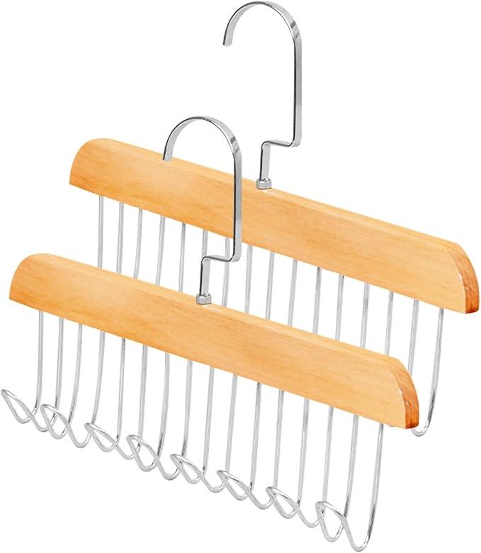 PACK OF 2 Multifunctional Solid Wood Clothes Hanger