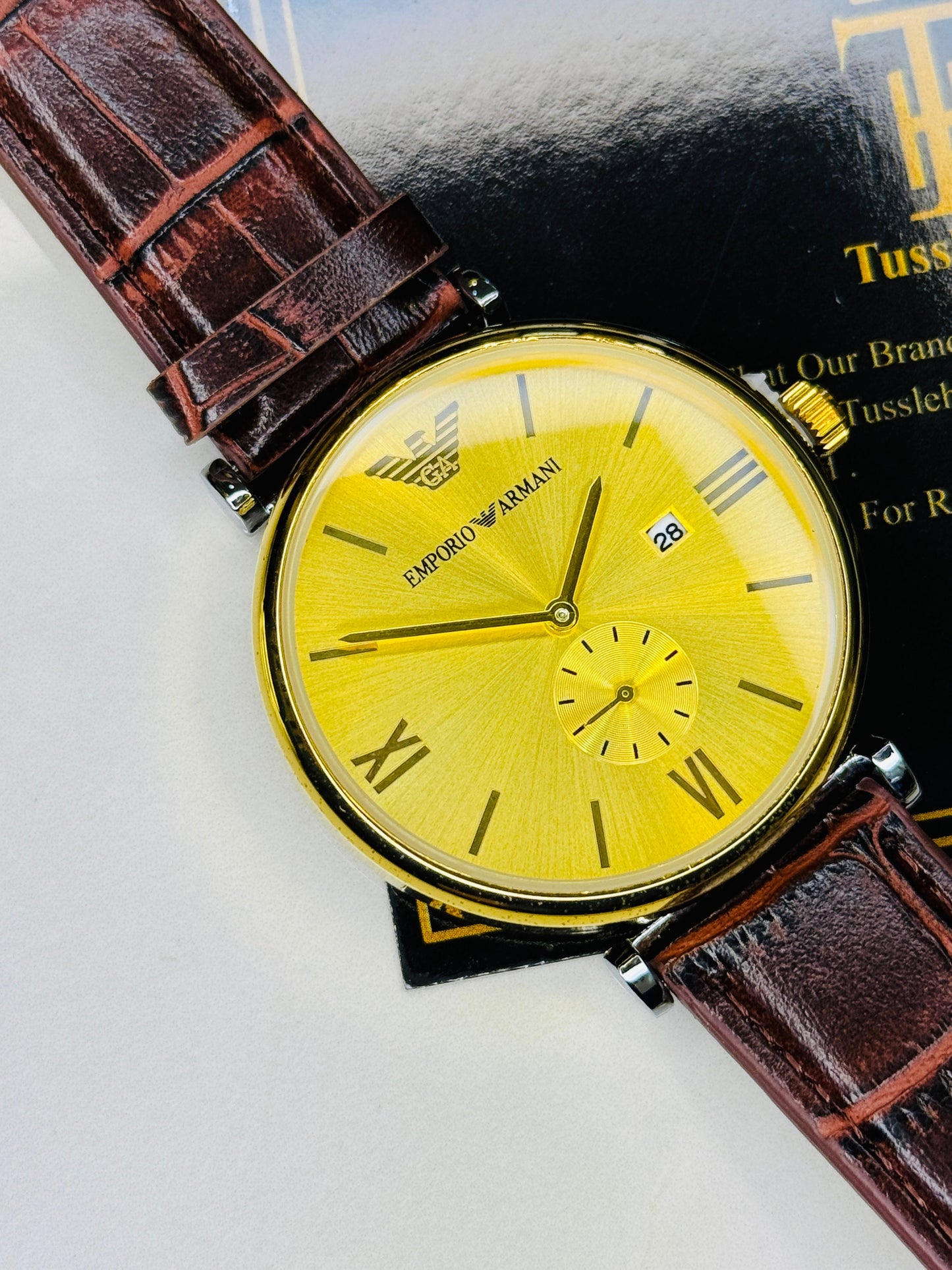 Brown Gold Emporio Down Second Watch
