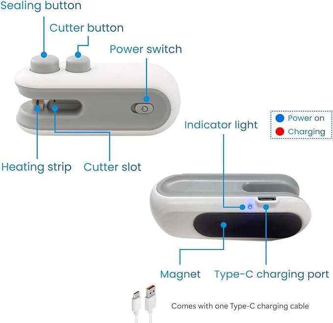 Rechargeable Mini Pocket Shoppers Sealing Device