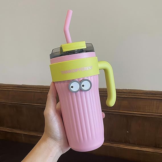 Cup Travel Mug Water Bottle | Travel Mug Cupholder Friendly with 3D Eye Sticker