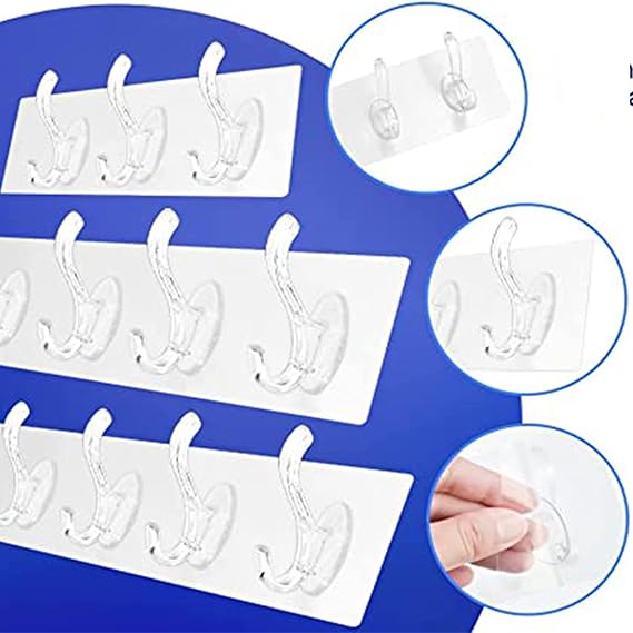 PACK OF 4 Transparent 6Hook Patt