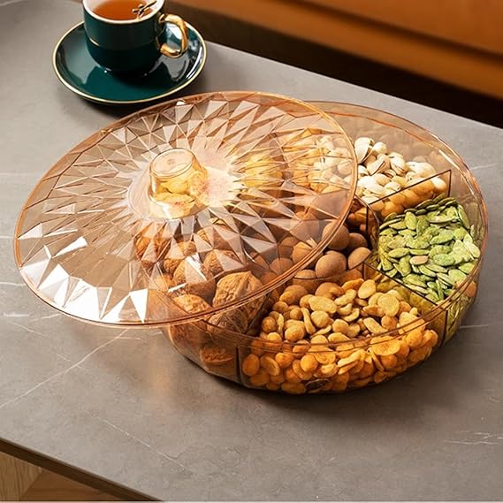 Fruit Division Plate Dessert Plate for Living Room with Dry Meal Storage Tray Nut Box Serving Tray