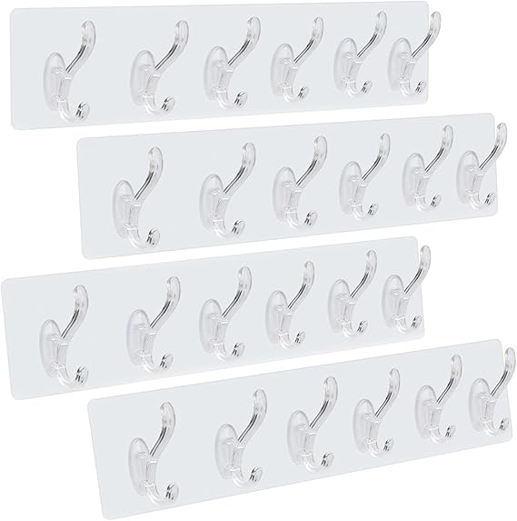 PACK OF 4 Transparent 6Hook Patt