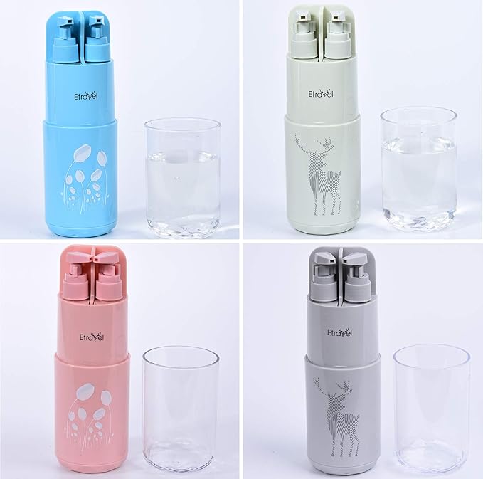 SHOISE Toothbrush Cup for Travel Luxury Package with Lotion and Hand Soap Container Sanitizer Case for Travel Bathroom Gargle Cup 5 in 1