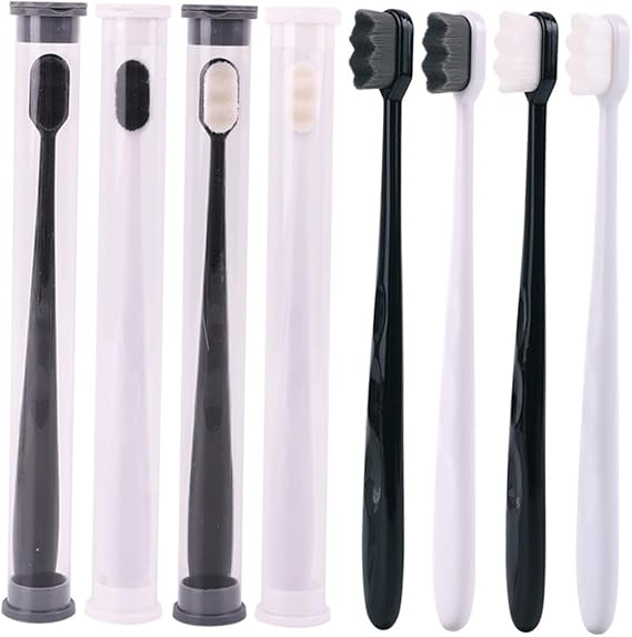 PACK OF 4  Ultra-Soft Nano Toothbrushes for Sensitive Teeth & Gums - Gentle Deep Clean, Manual Oral Care Brushes for Adults, Daily Use