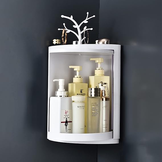 Single  layer Corner Cabinet For Washroom, Kitchen Walls Plastic 360° rotating