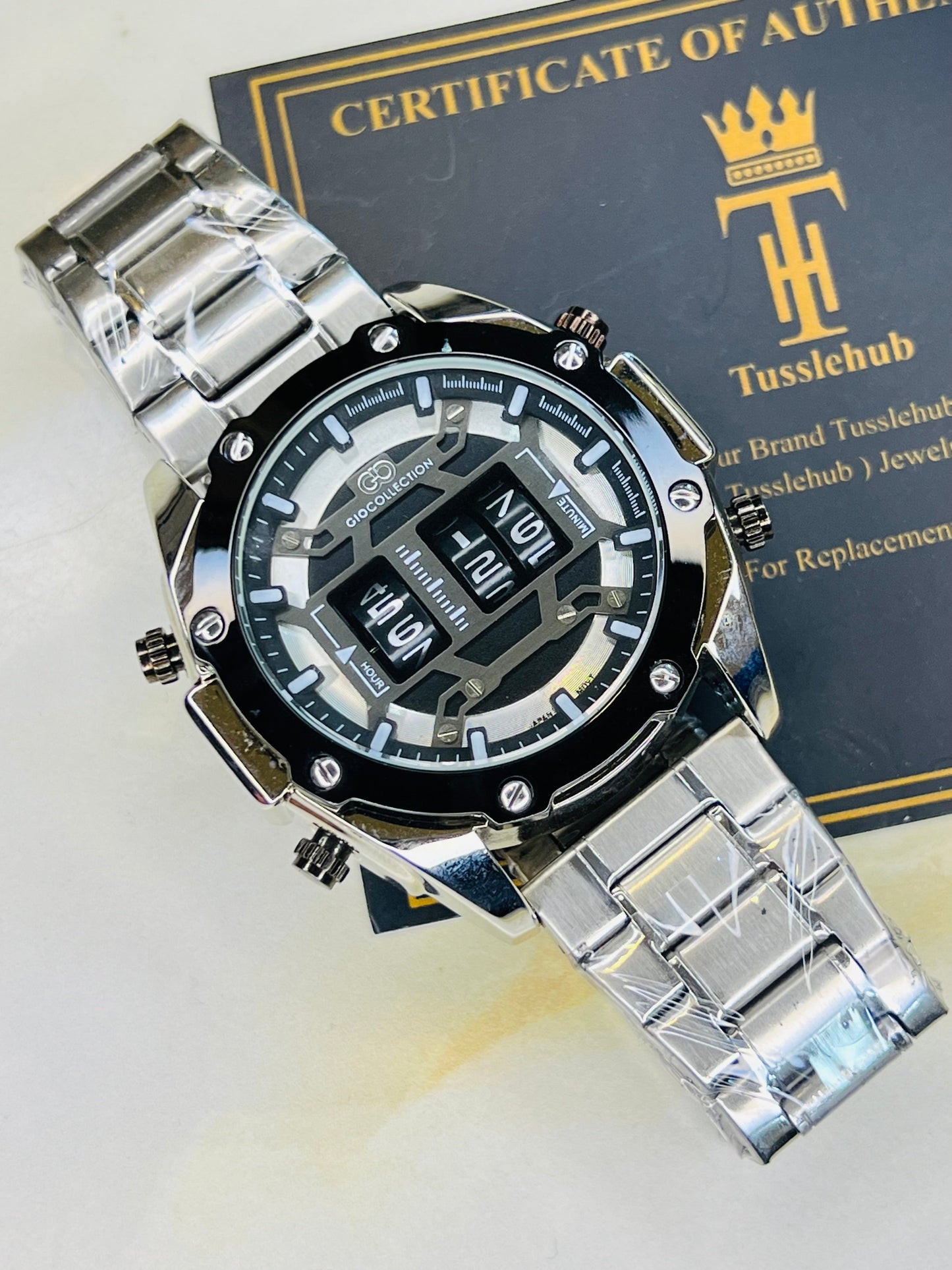 Silver Black Copper Counter Spinning Watch