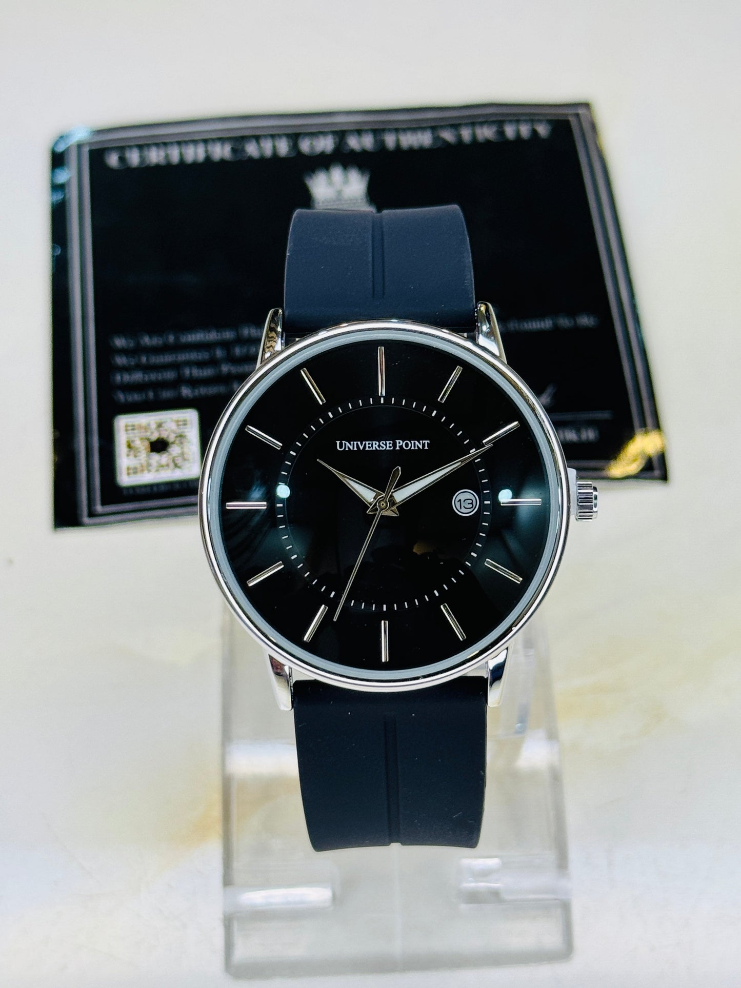 Model A Black Silver Slim Balloon Universe Point Watch