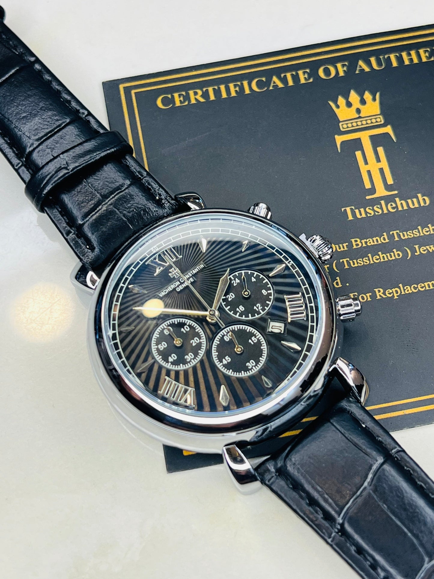Constantin Black Silver Chronograph Watch