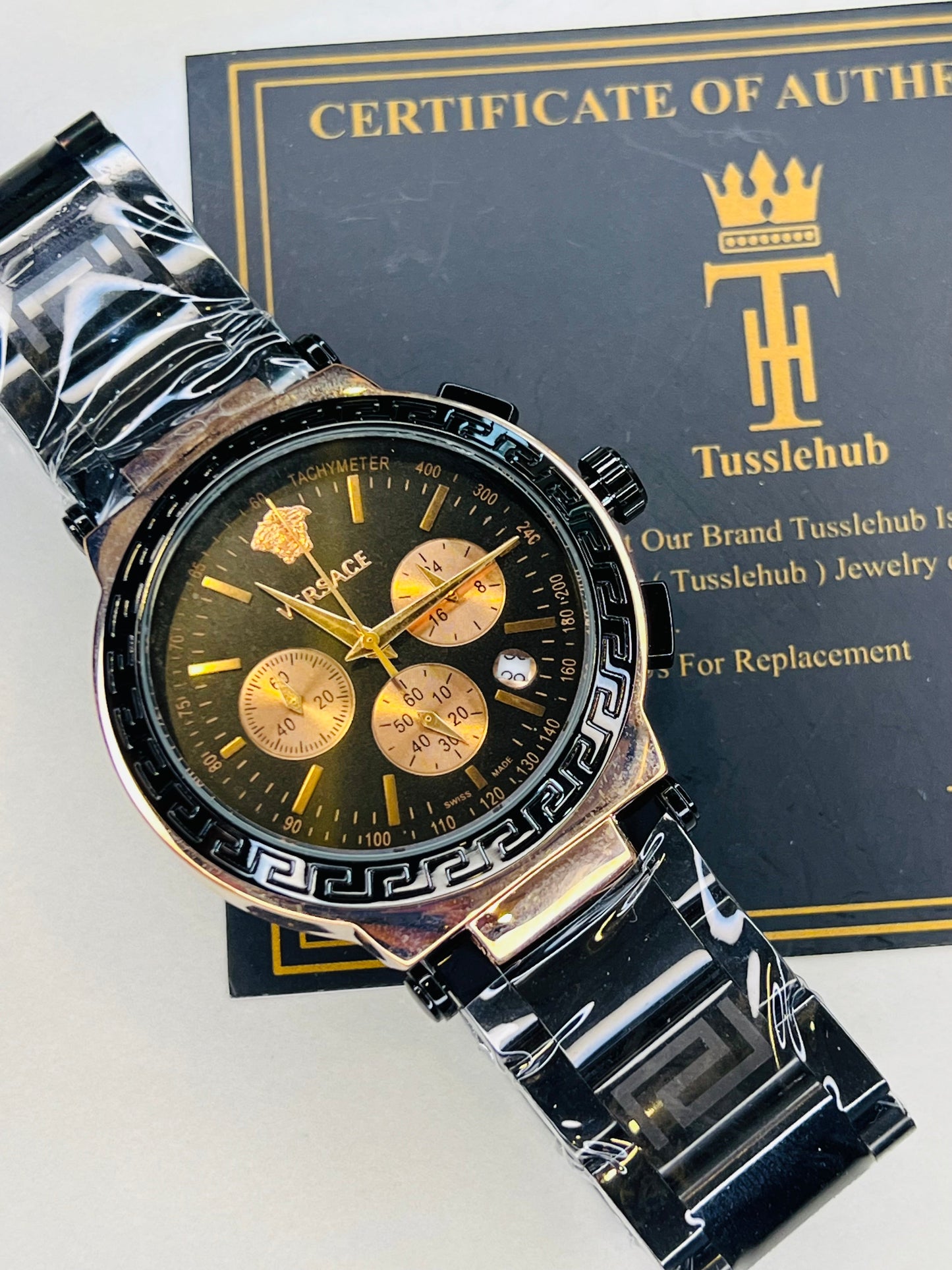 Black Copper Versace Black Chronograph Dial Watch