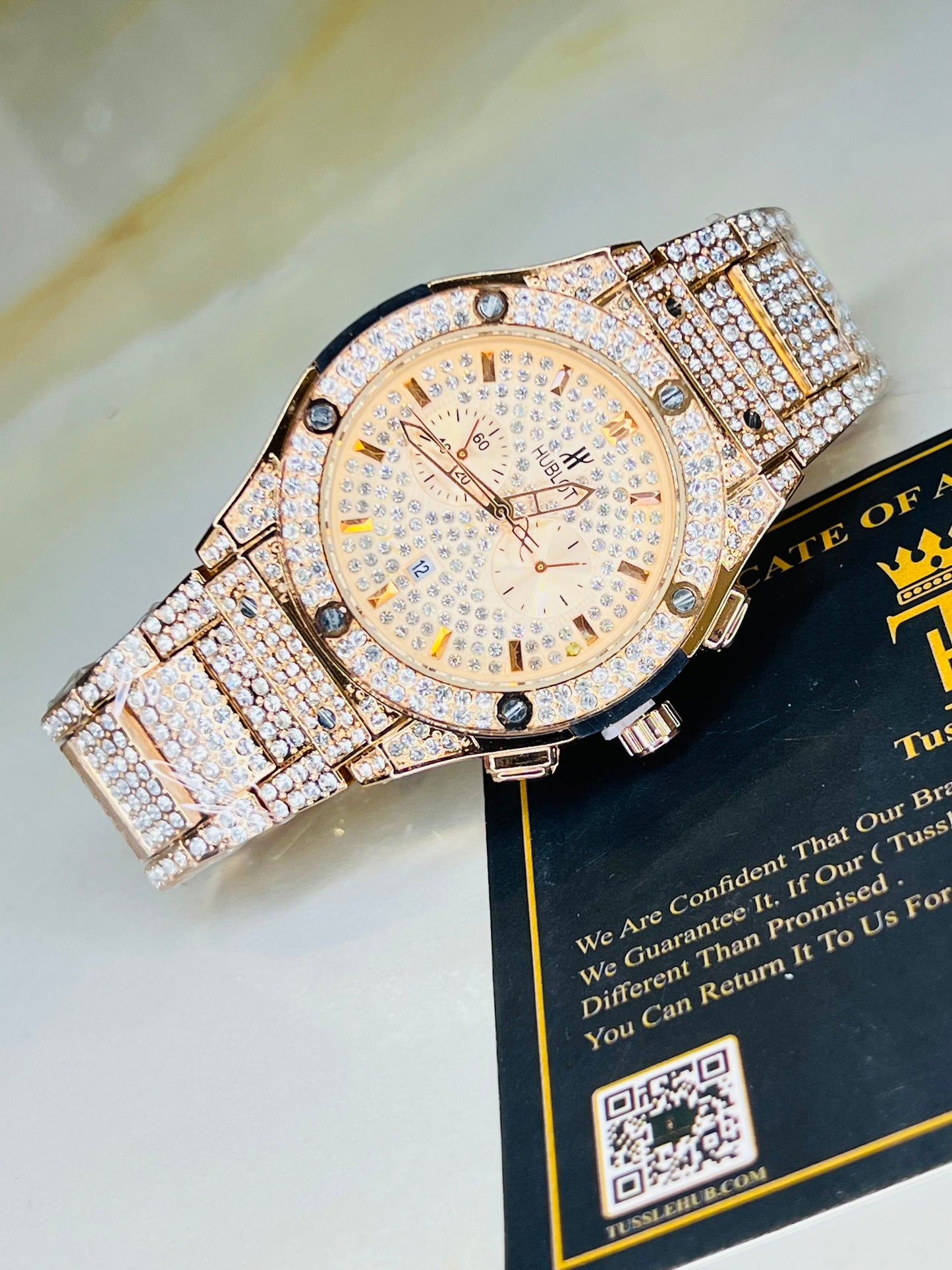Rose Gold Big Bang Iced Out Watch