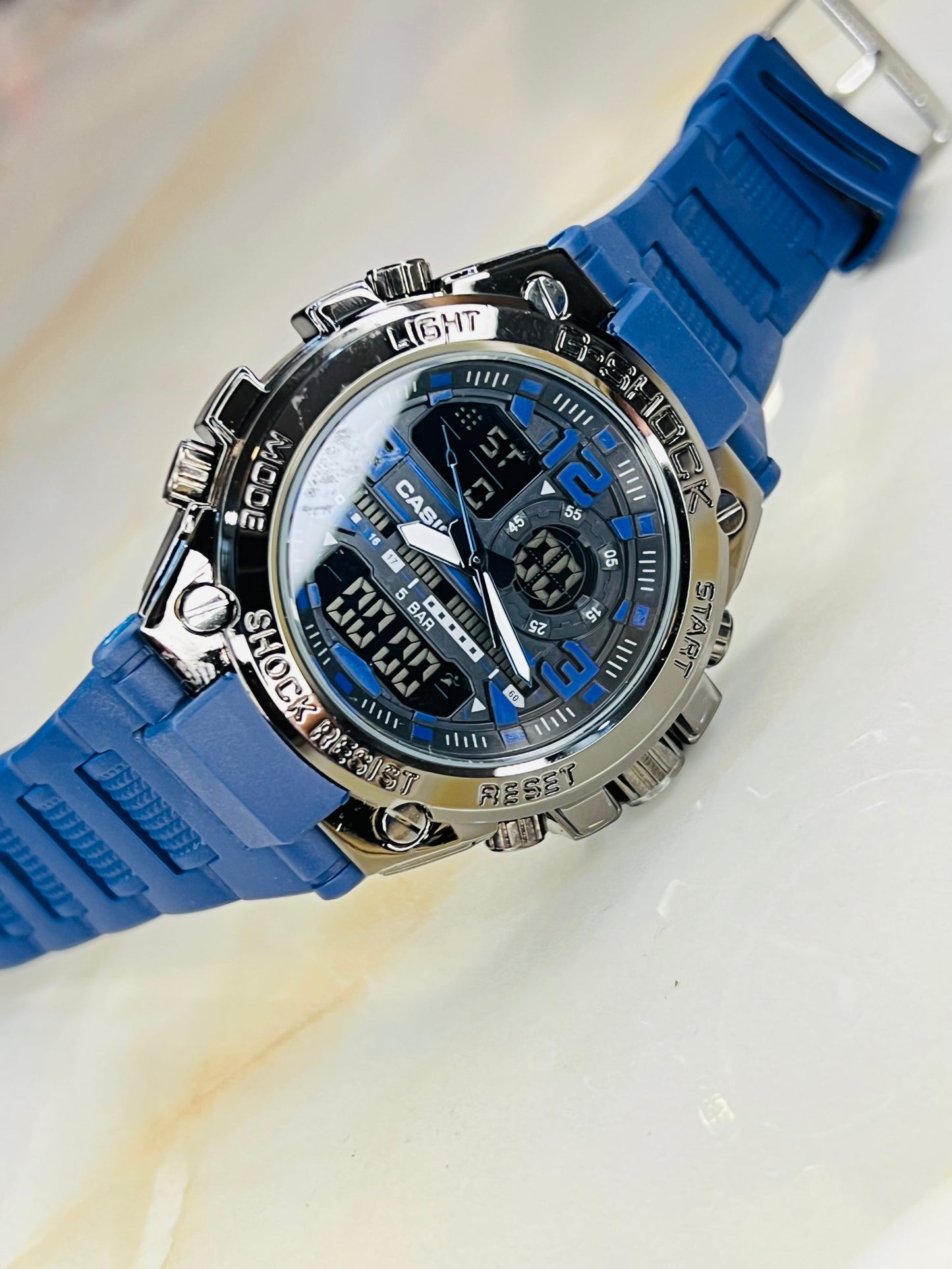 Navy Strap Digital Metal Body Sports Watch