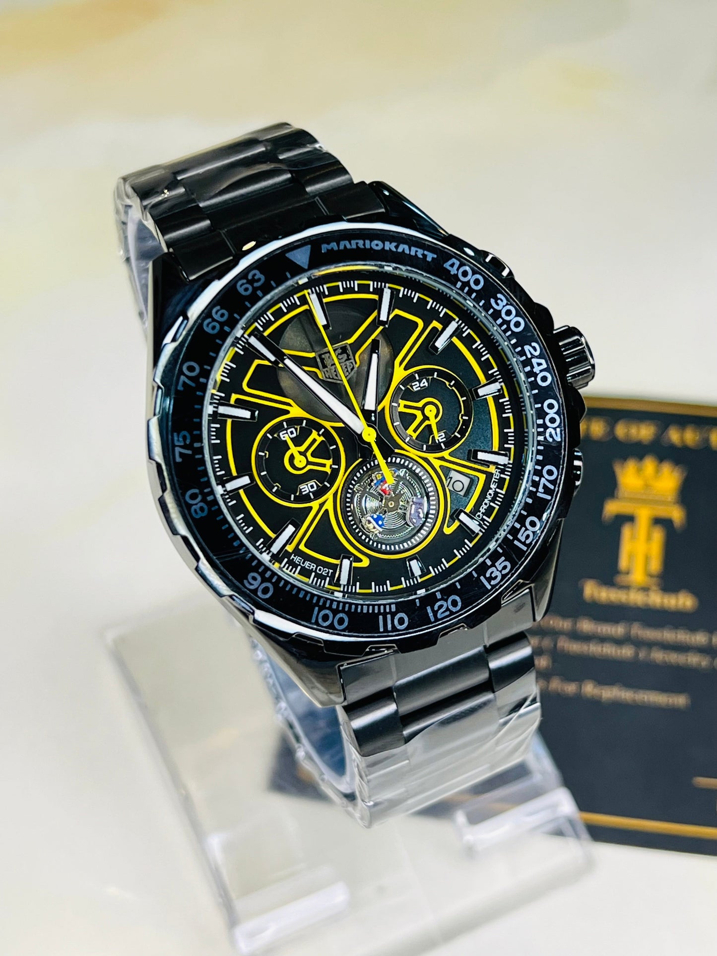 Tag Heur Black Yellow Chronograph Watch
