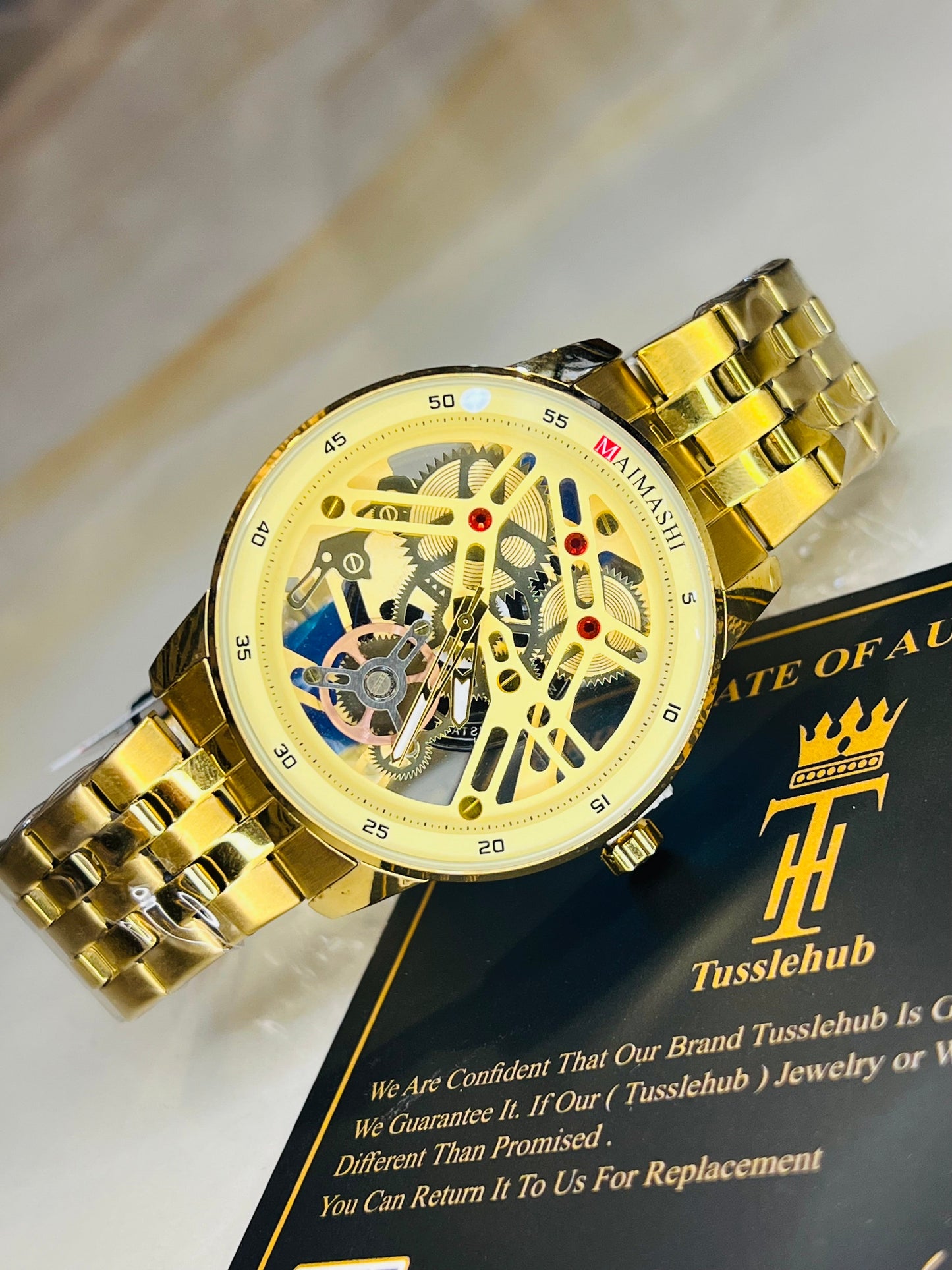 Maimashi All Gold Skeleton Watch