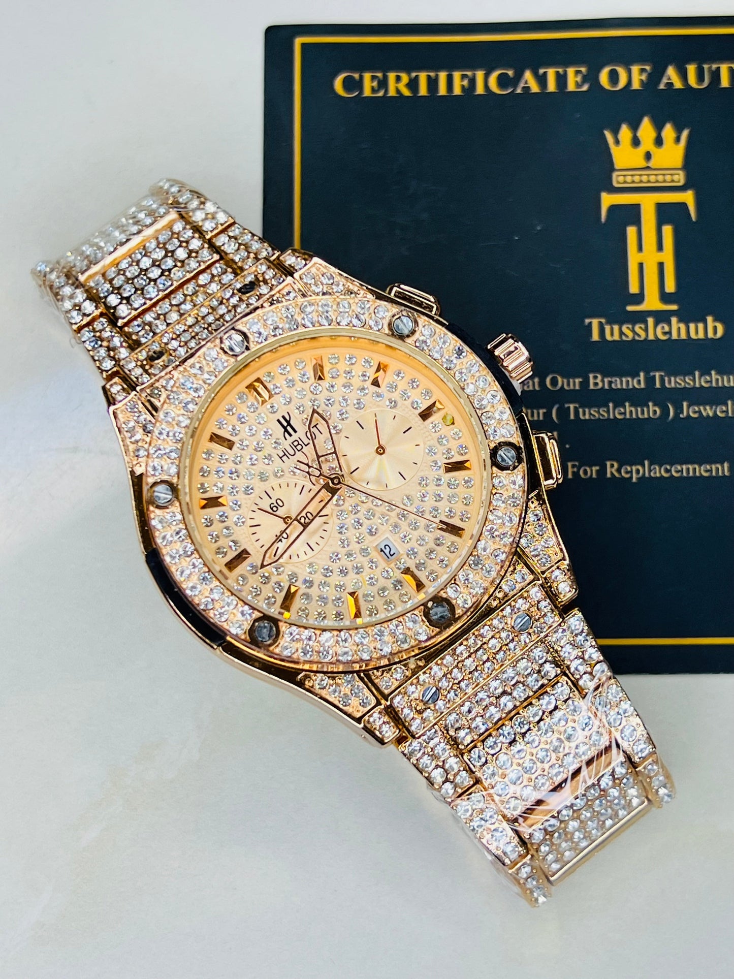Rose Gold Big Bang Iced Out Watch
