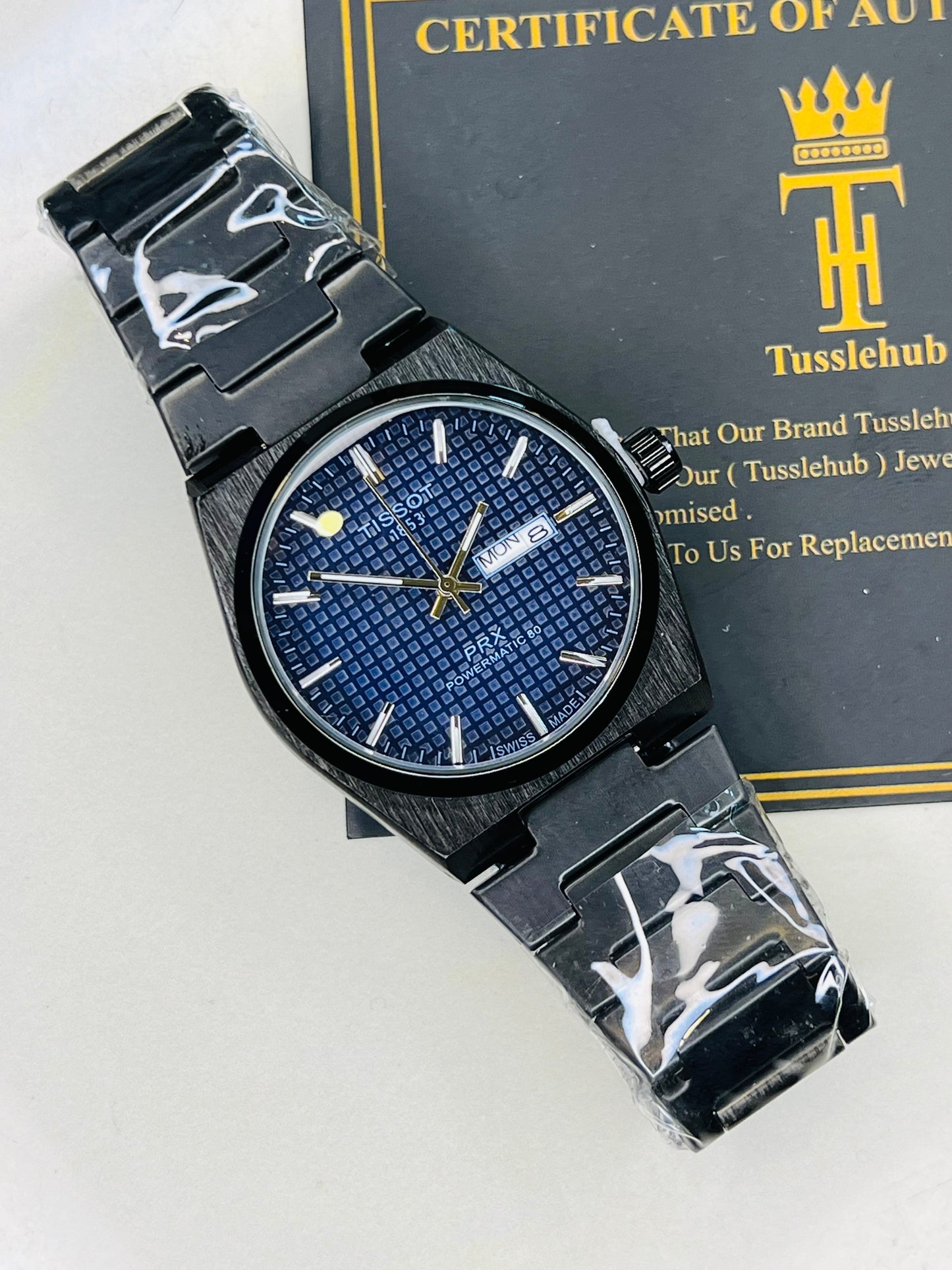 Tissot PRX Black With Deep Blue Textured Dial Watch