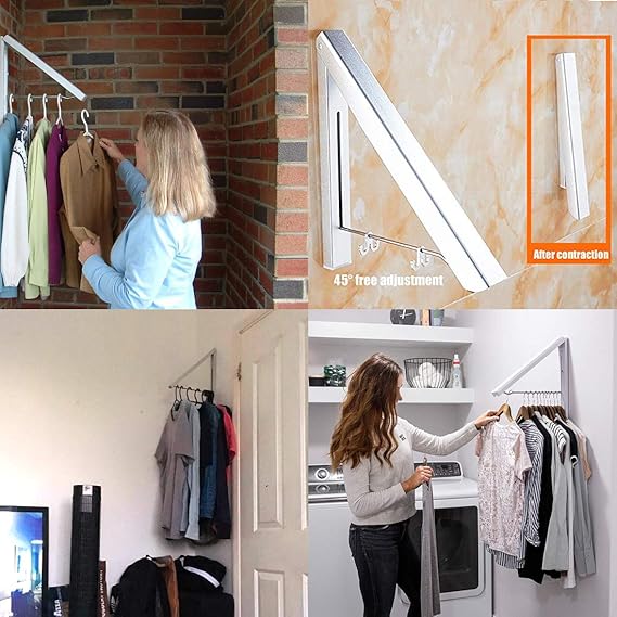 Wall Mount Adjustable Clothes Hanger Rack