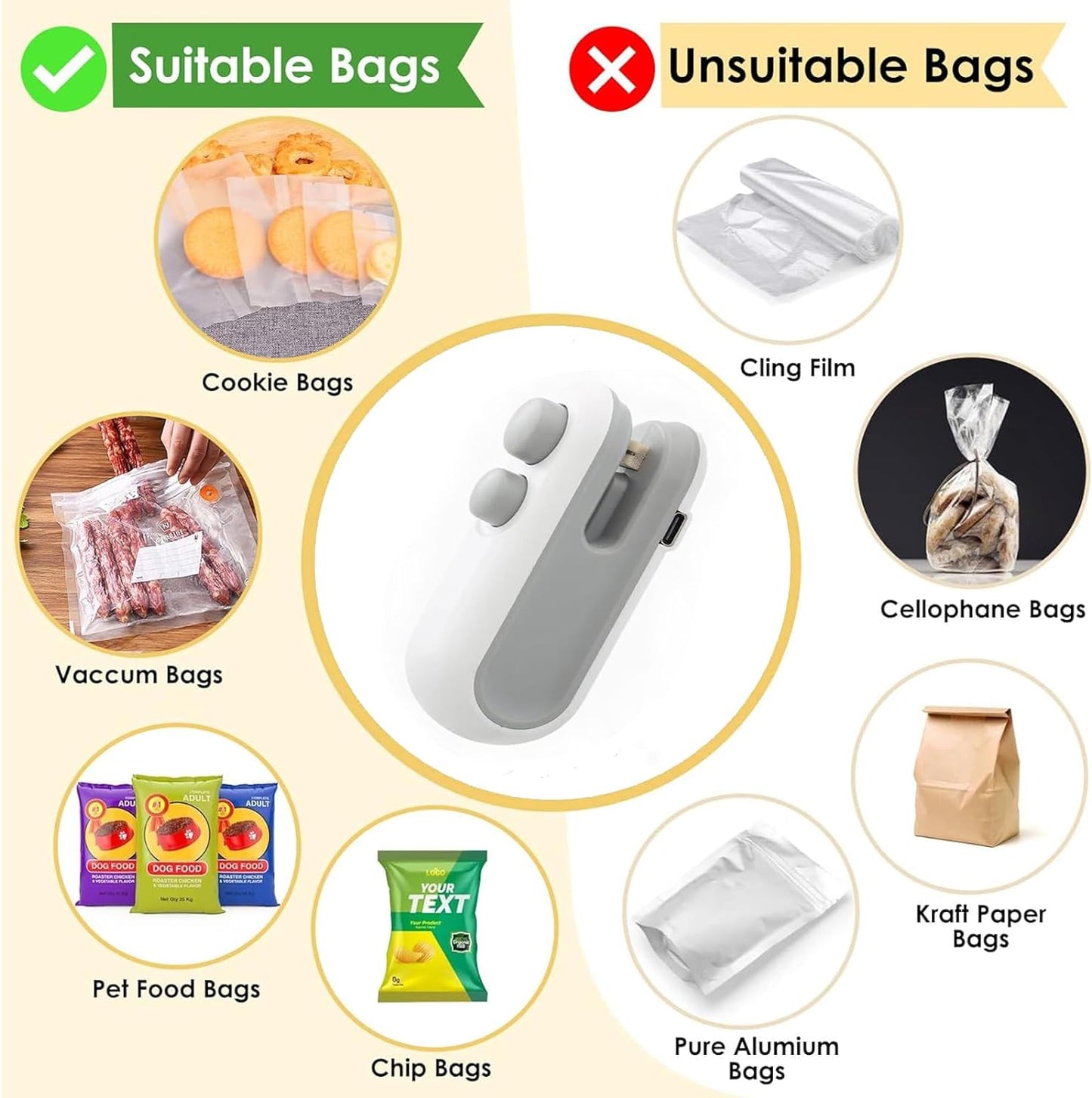 Rechargeable Mini Pocket Shoppers Sealing Device
