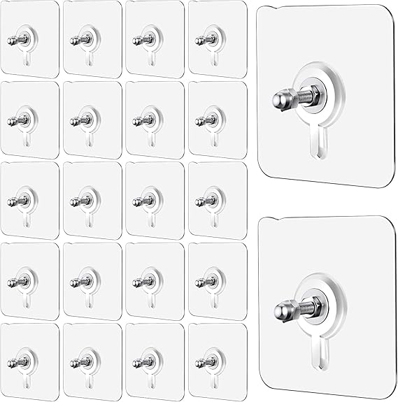 Wall Hooks for Hanging, Durable Practical Transparent Strong Adhesive Screw Wall Nail (Pack of 10)