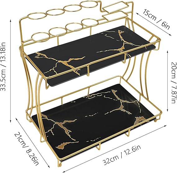 2-Tier Rectangular Golden Vanity Stand