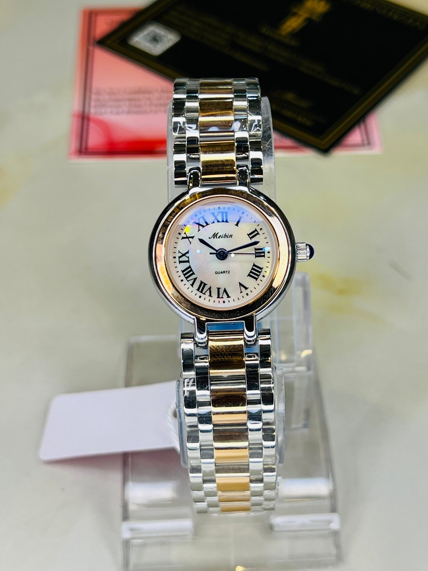 Rose Gold Silver Meibin Watch For Her