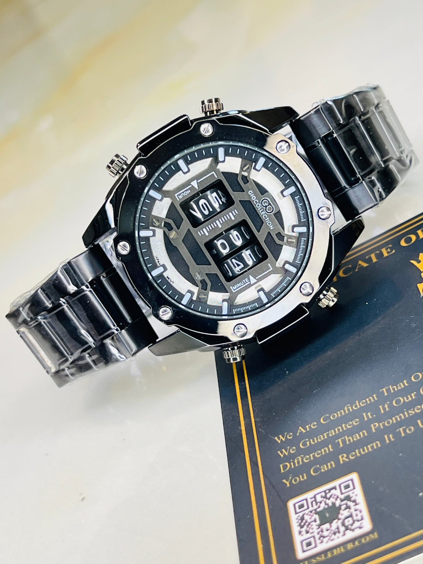 All Black Counter Spinning Watch