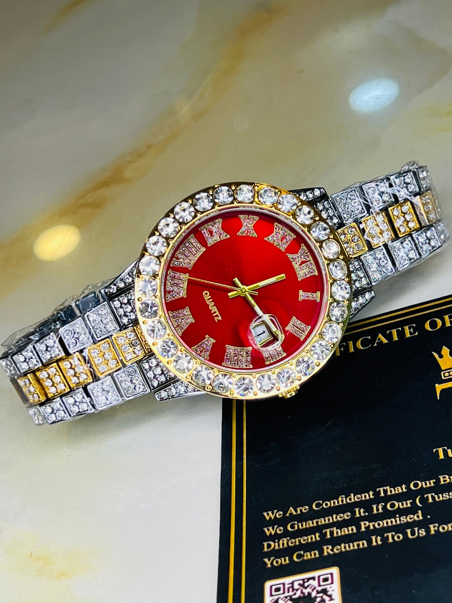 Two Tone Blood Unisex Iced Out Watch
