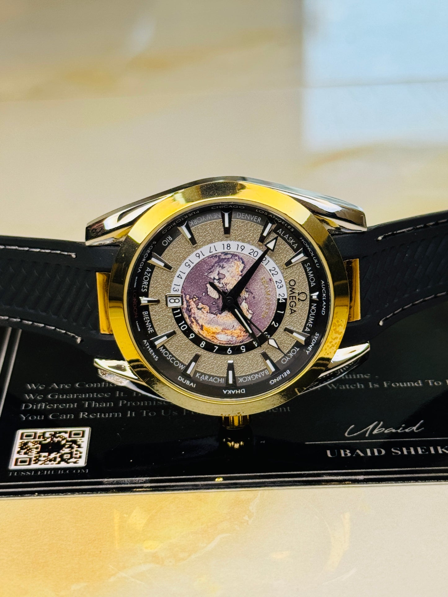 Black Two Tone Aqua Terra Omega Watch