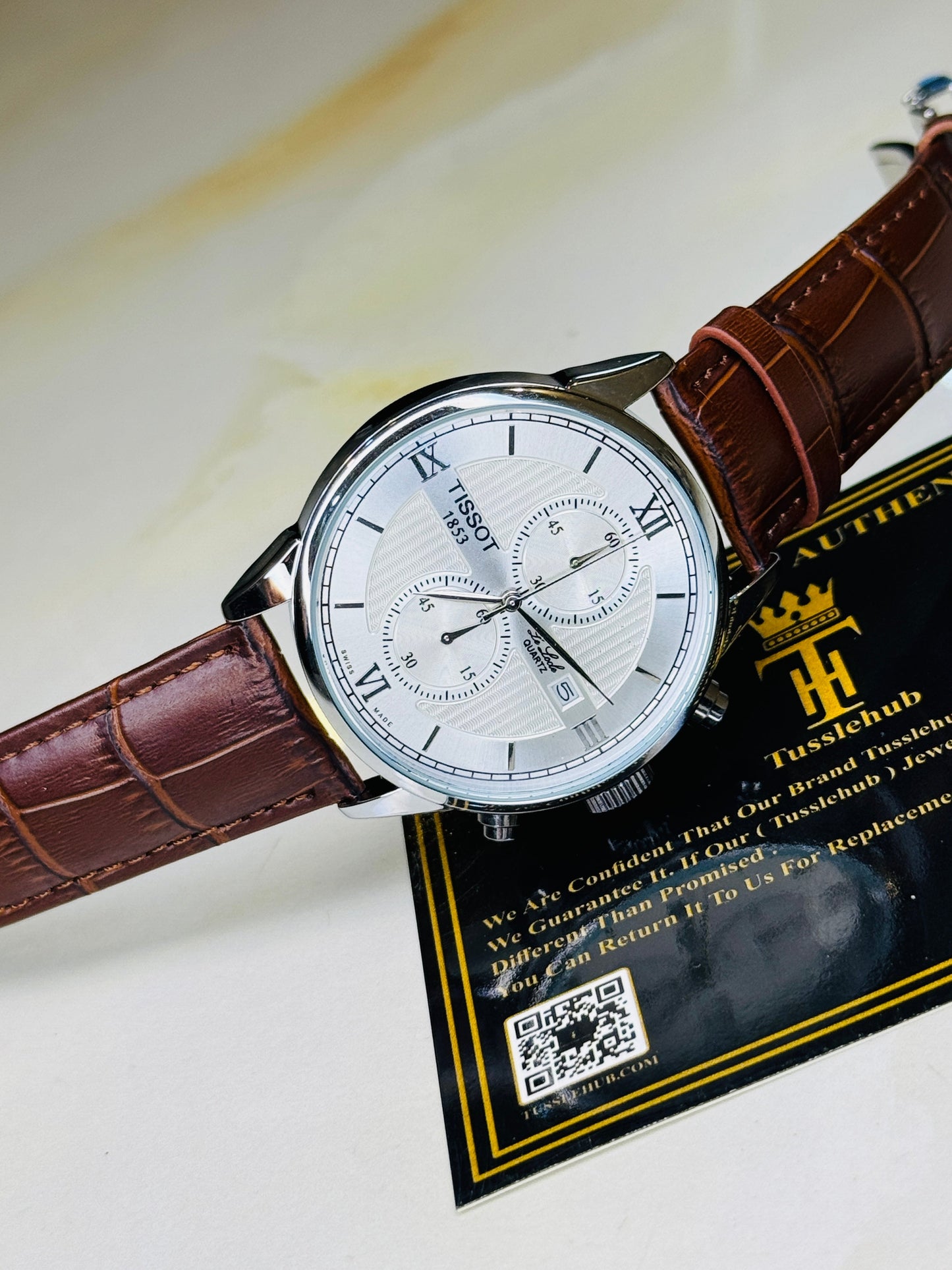 Le Lode Brown Leather Chronograph Dial Tissot Watch