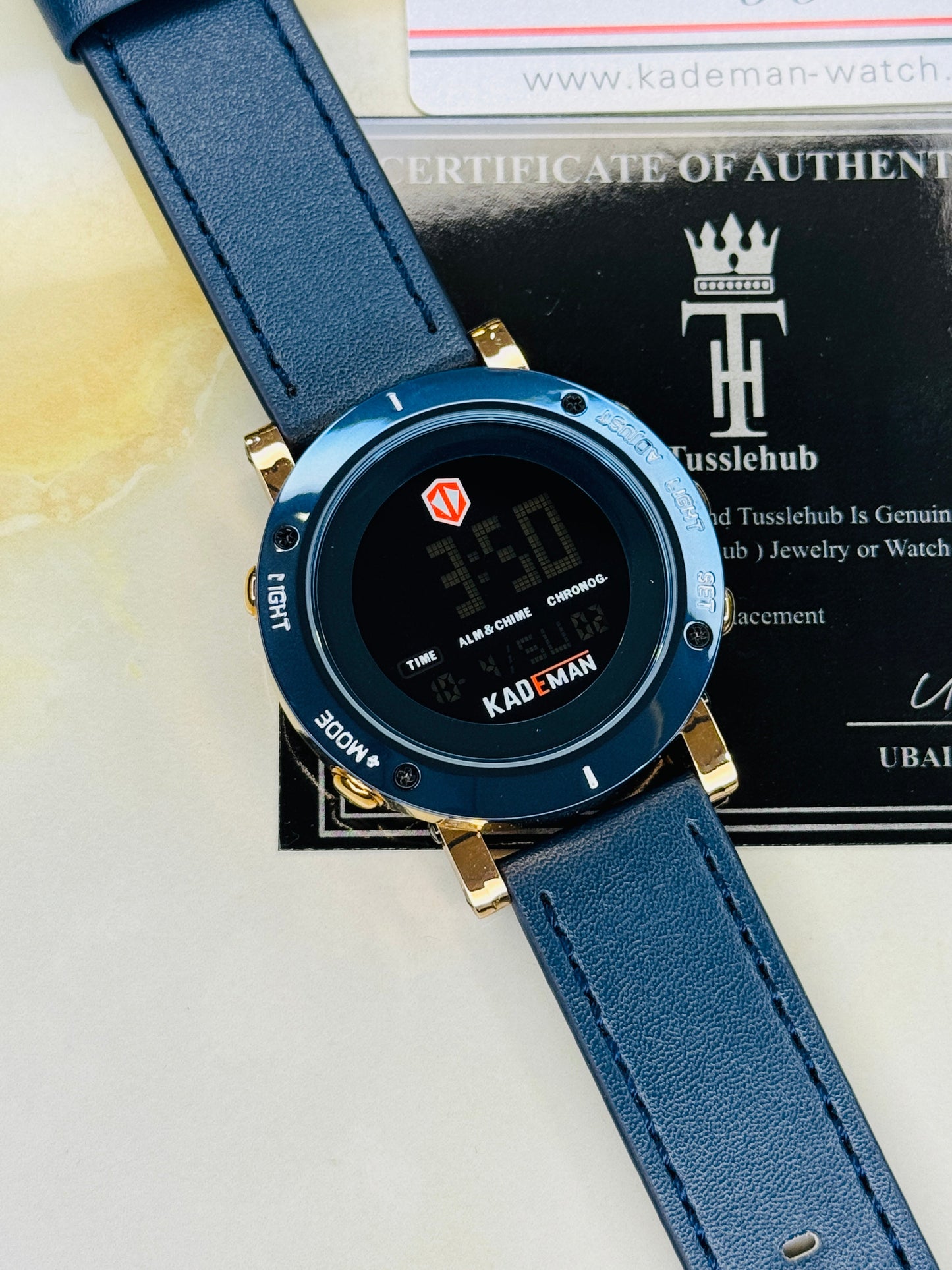 Kademan Tungsten Blue Rose Gold Digital Watch