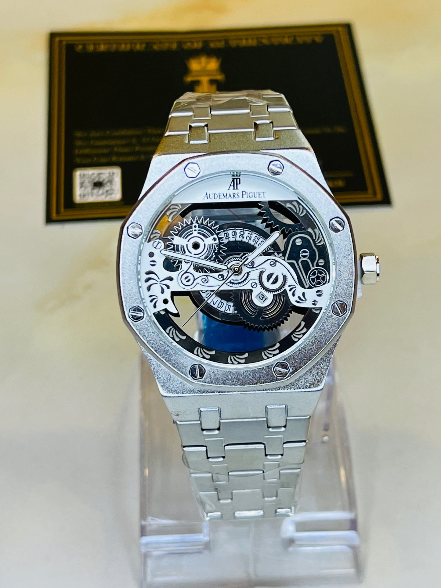 Silver Skeleton Chain Strap AP watch