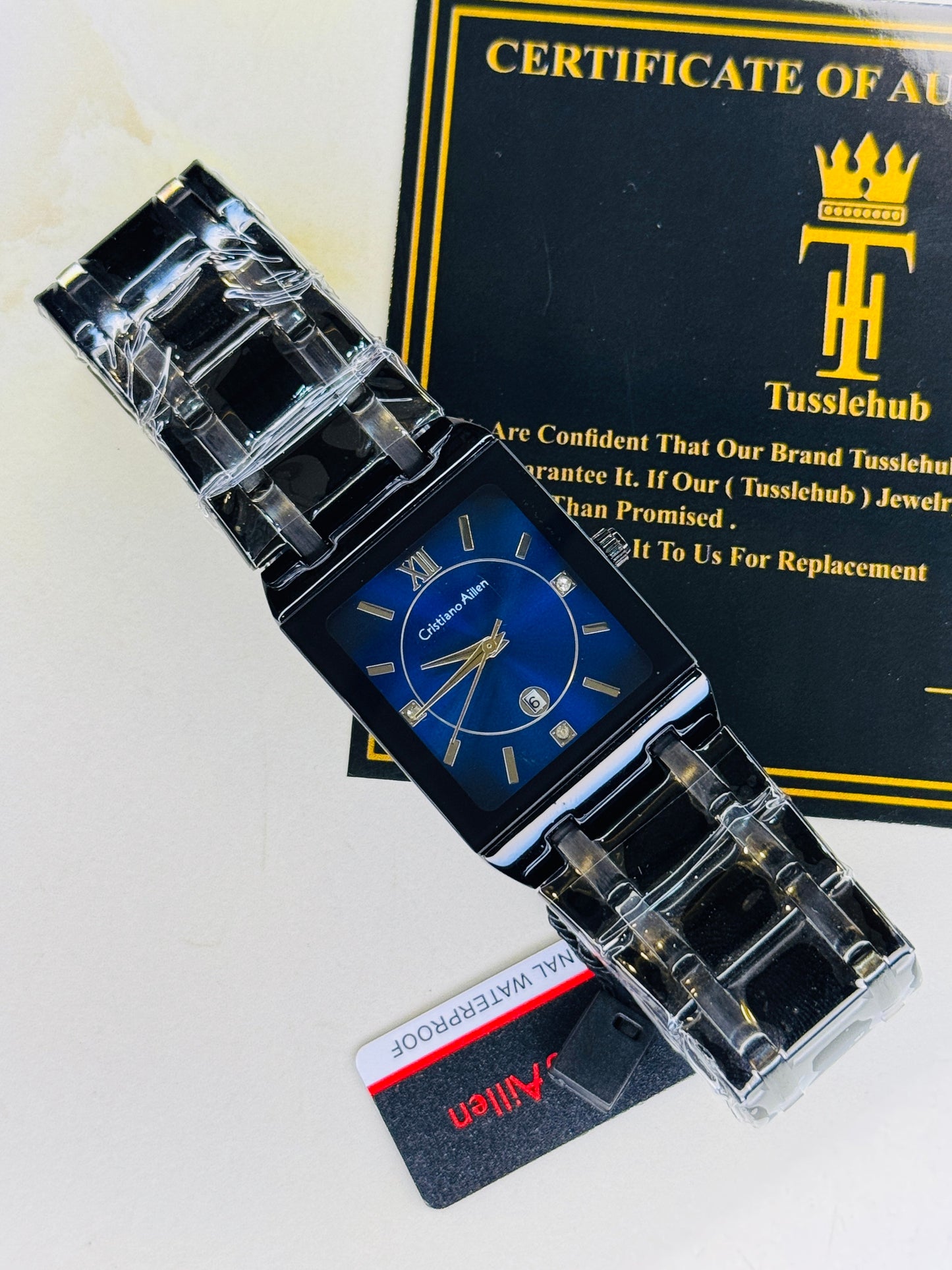 Cristiano Aillen Black Sapphire Square Watch