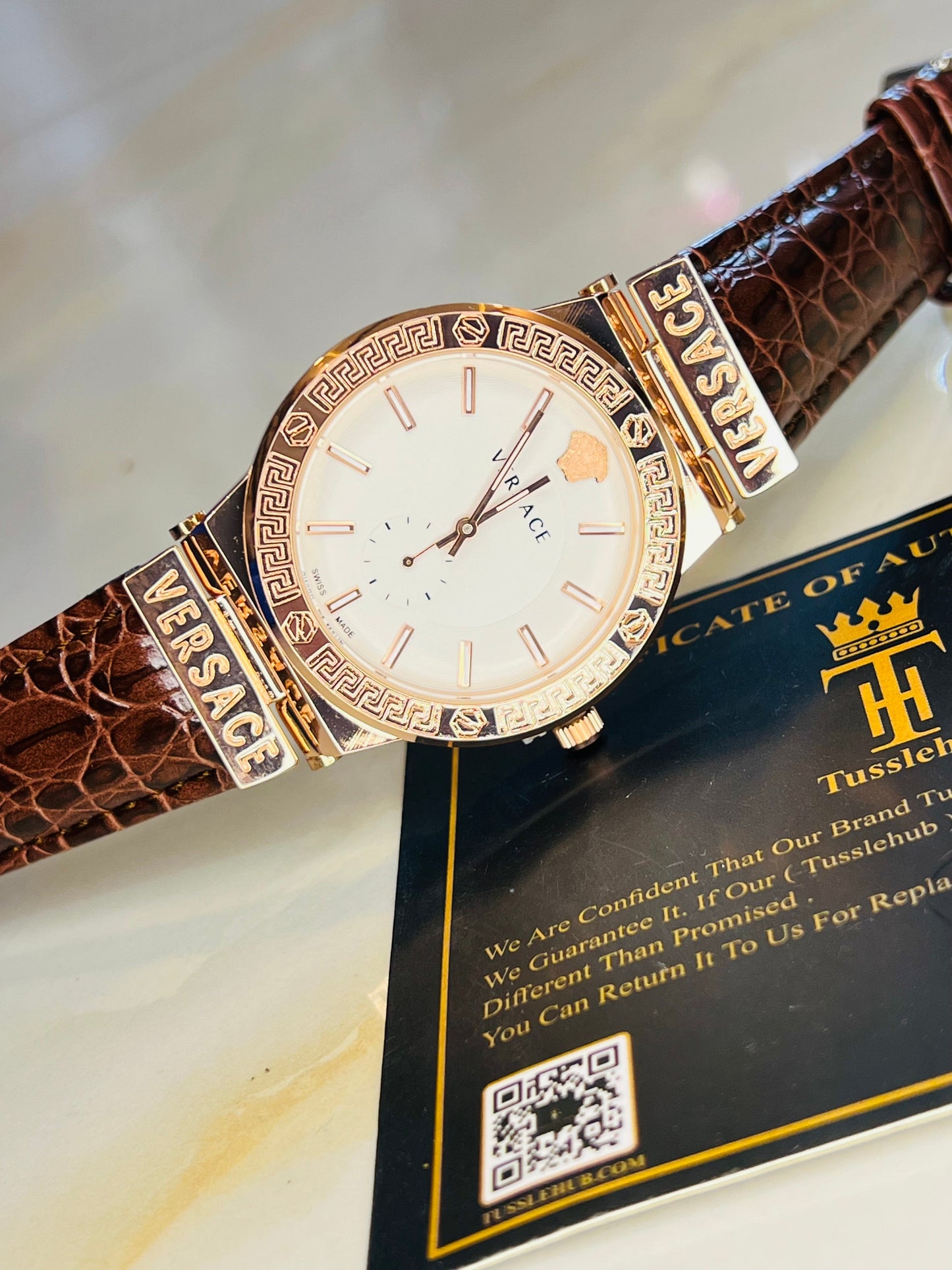 Brown Rose Gold Vers*ce Watch