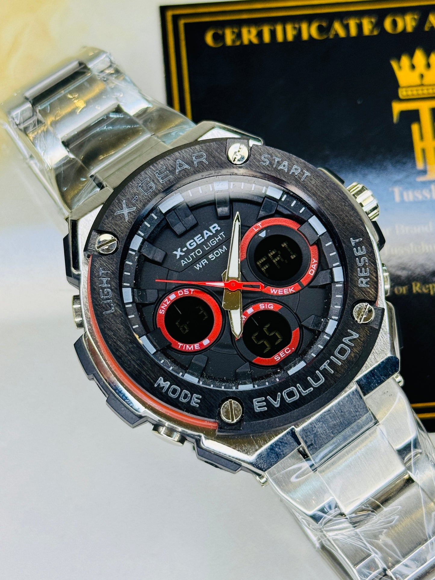Silver Red X-Gear Evolution Chain Straps Sports Watch