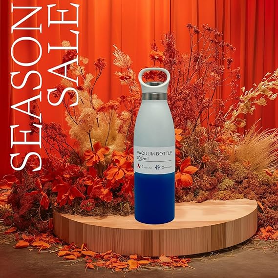 500ml Vacuum Insulated Thermos Flask, Premium 304 Stainless Steel Hot Water Bottle for Travel, Office, Gym, Home, Coffee