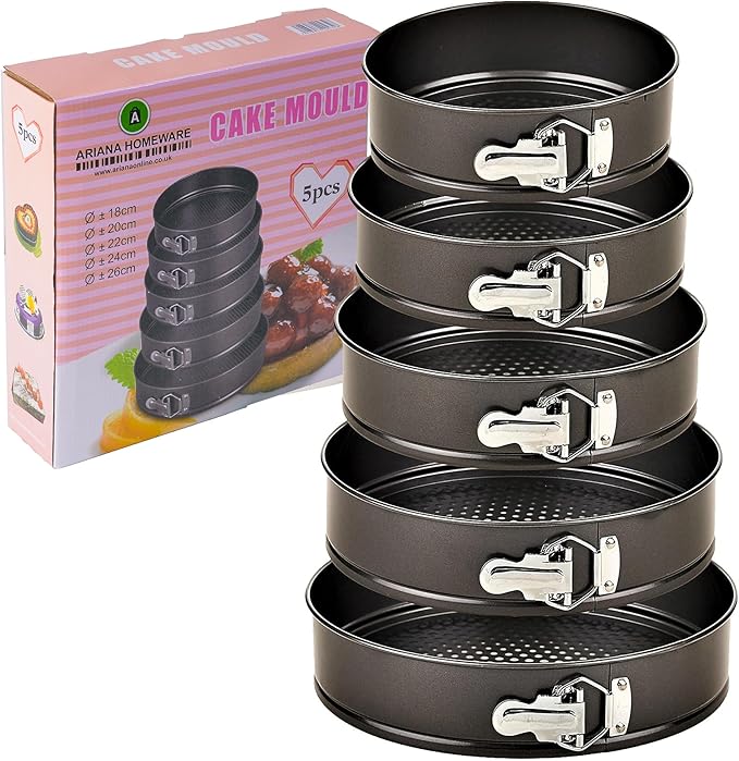 Set of 5 Round Cake Molds with Removable Pants and Metal
