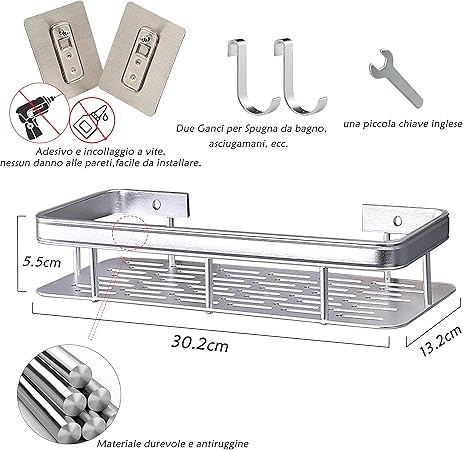 Rectangular stainless steel shelf