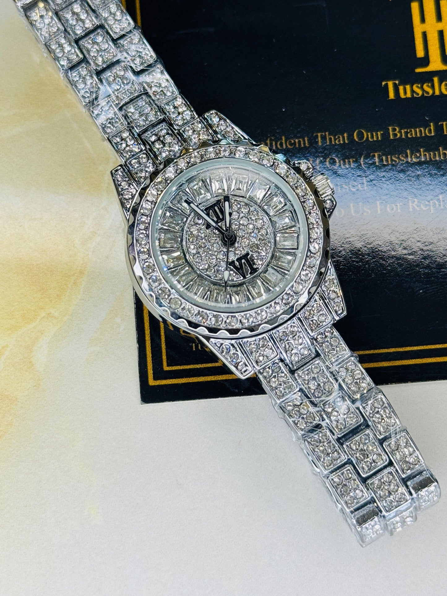 Silver Odd Iced Out Watch For Her