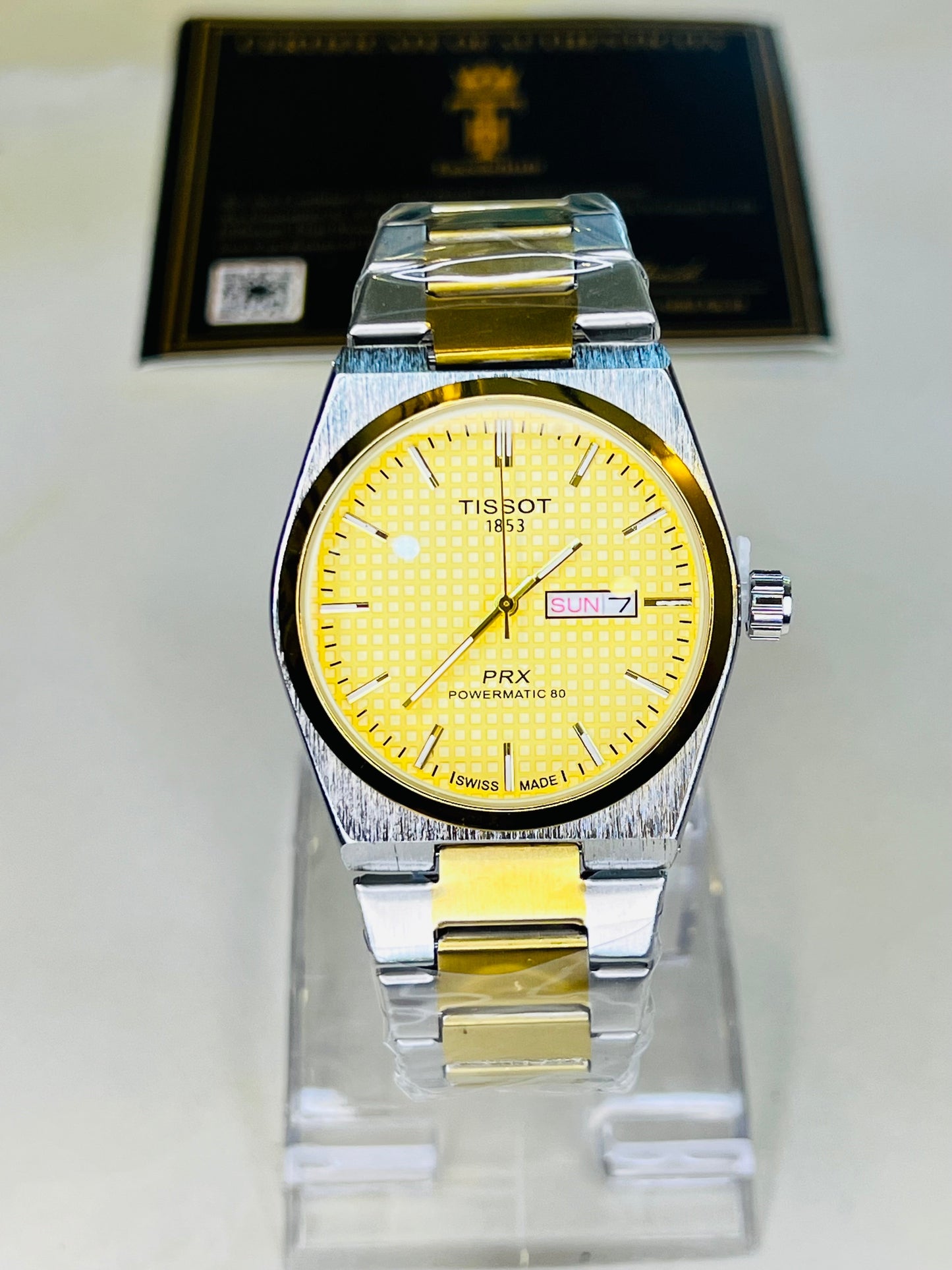 Tissot PRX Silver Gold With Gold Textured Dial Watch