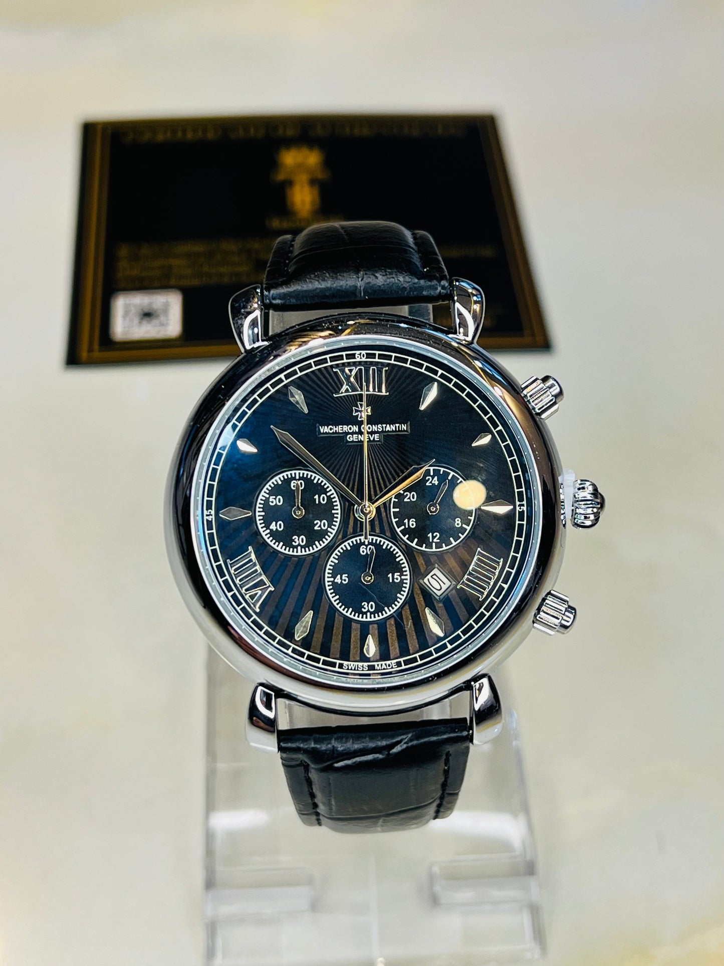 Constantin Black Silver Chronograph Watch