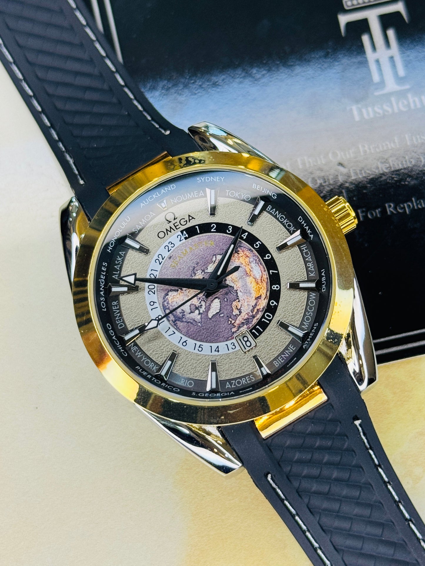 Black Two Tone Aqua Terra Omega Watch
