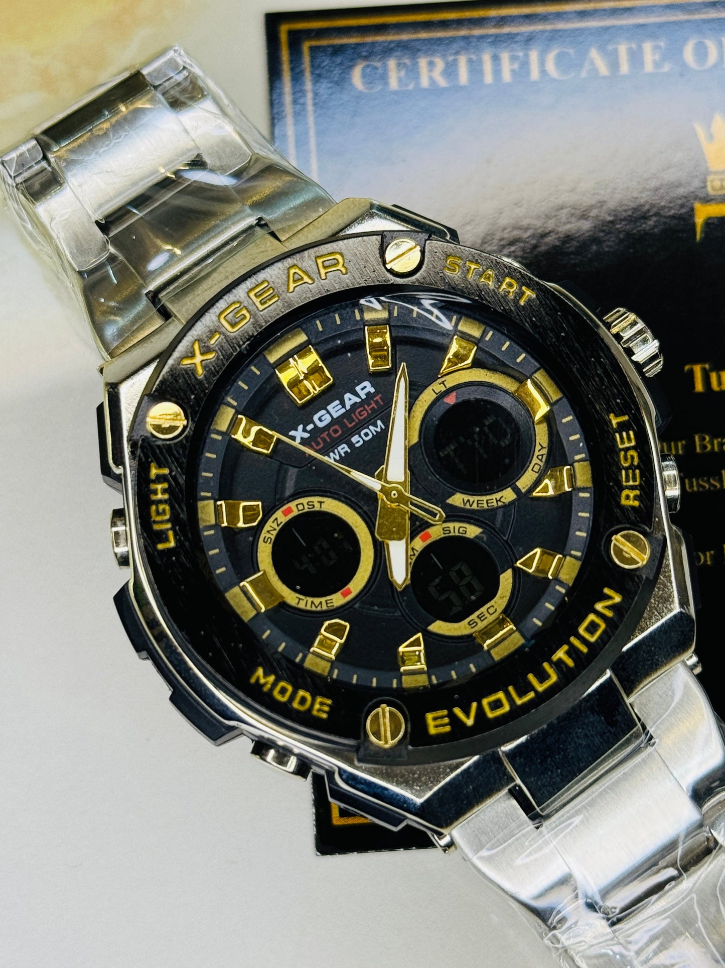 Silver Gold X-Gear Evolution Chain Straps Sports Watch