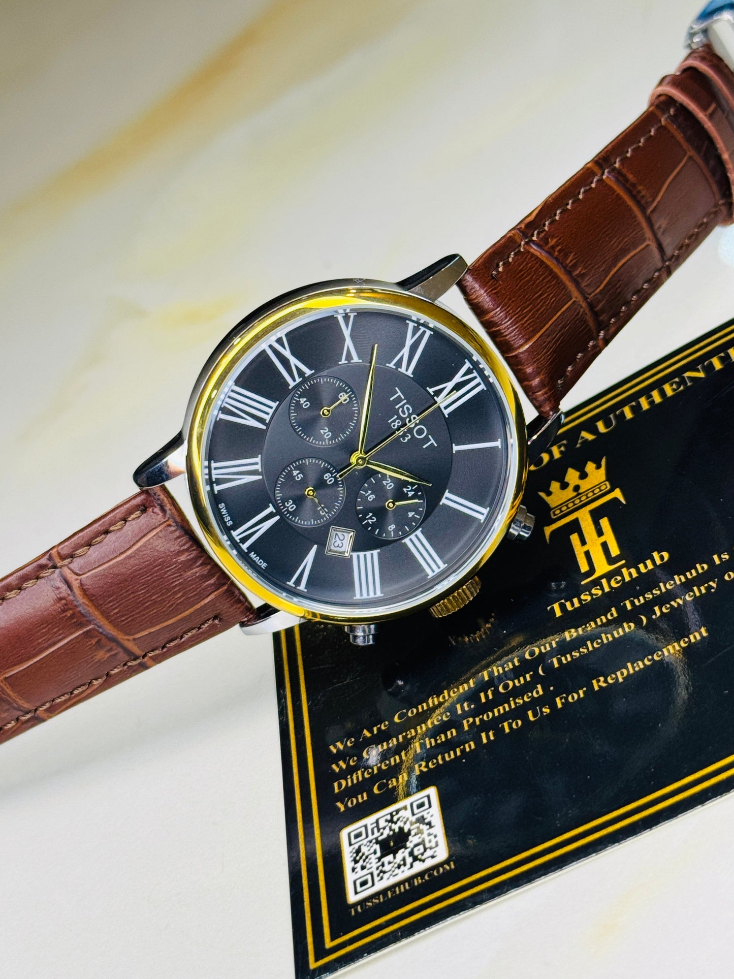 Roman Brown Leather Chronograph Dial Tissot Watch