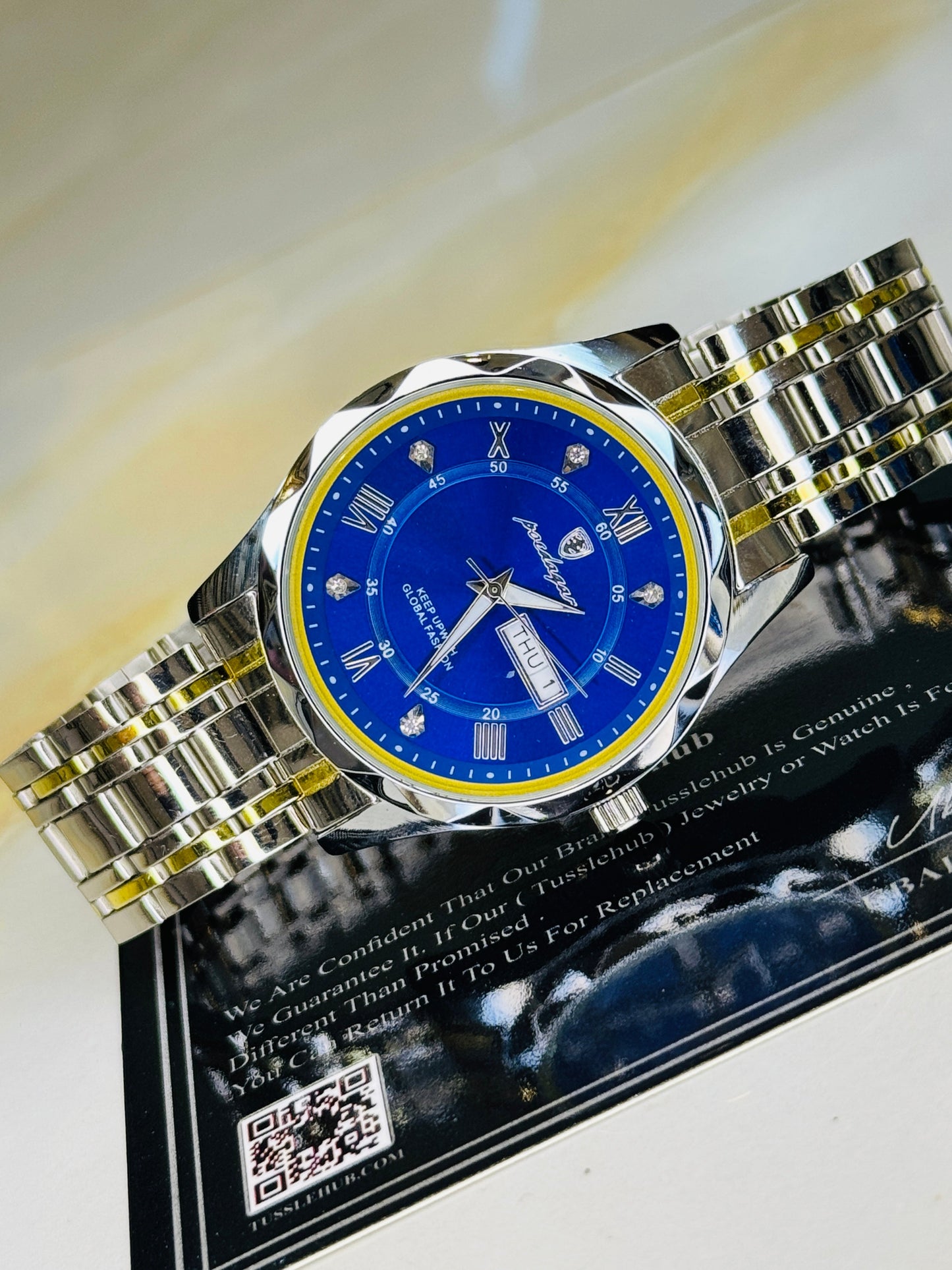 Poedagar Saint Day Date Prism Dial Watch